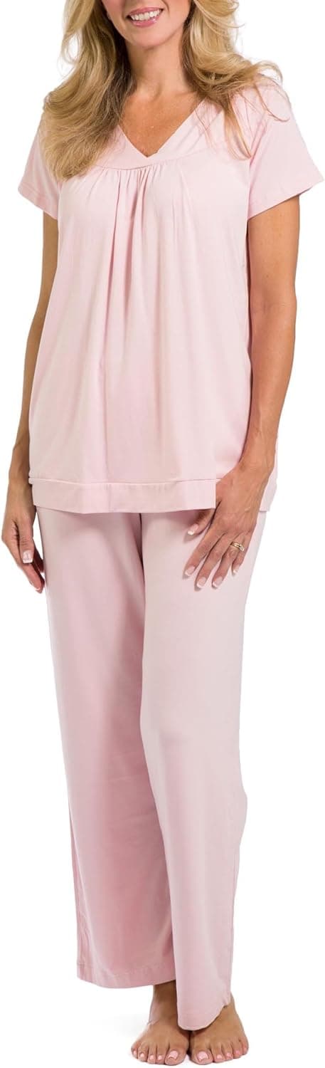 Fishers Finery Women's EcoFabric Pajama Set, Bamboo/Organic Cotton Relaxed Fit (Sea)