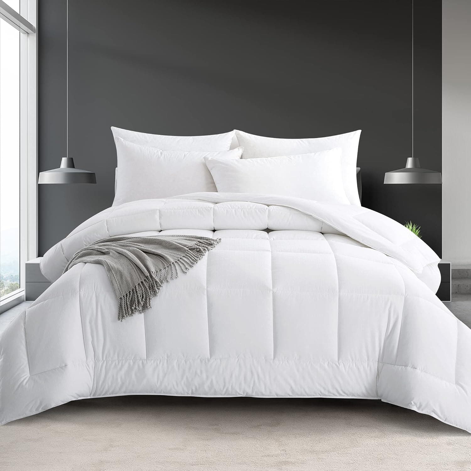 puredown Down Alternative Quilted Comforter for Full/Queen Size Bed, Lightweight Breathable Duvet Insert, 90x9