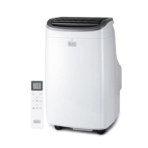 BLACK+DECKER Portable Air Conditioner, 10,000 BTU, BPACT10WT, White | 5,500 BTU SACC for Rooms up to 450 Sq. Ft., 3-in-1 Portable AC, Fan and Dehum with Follow Me Remote Control