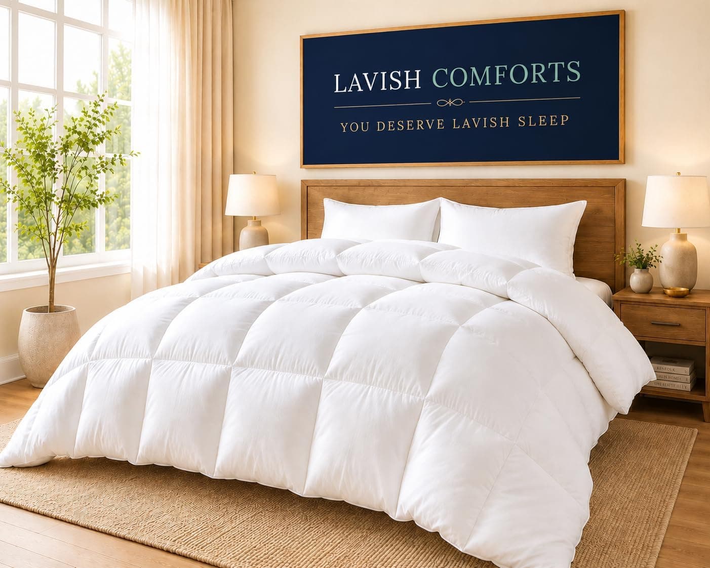 Lavish Comforts Down Alternative Comforter King Size, Fluffy Duvet Insert, All Season Breathable Hotel Cooling Comforter