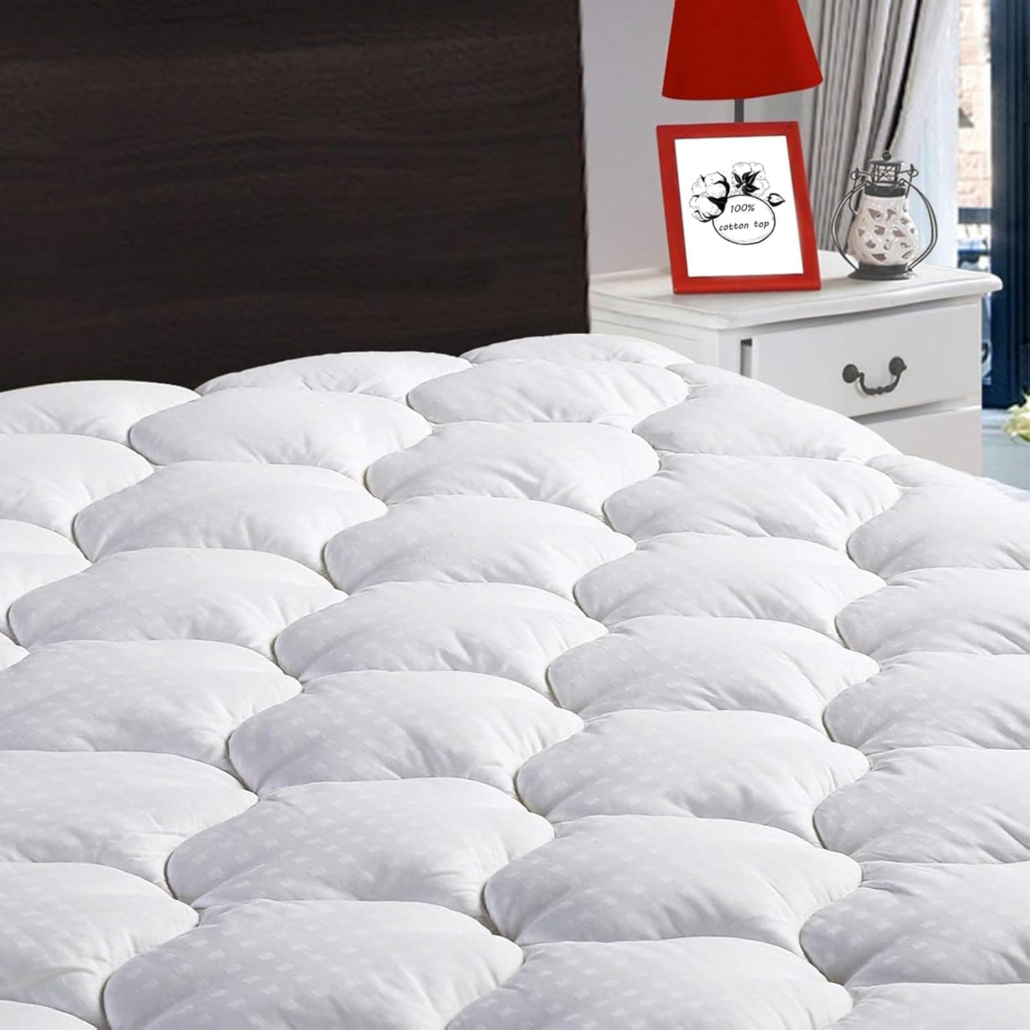 LEISURE TOWN Cotton Queen Mattress Pad Pillow Top Cooling Soft Breathable Topper with Deep Pocket