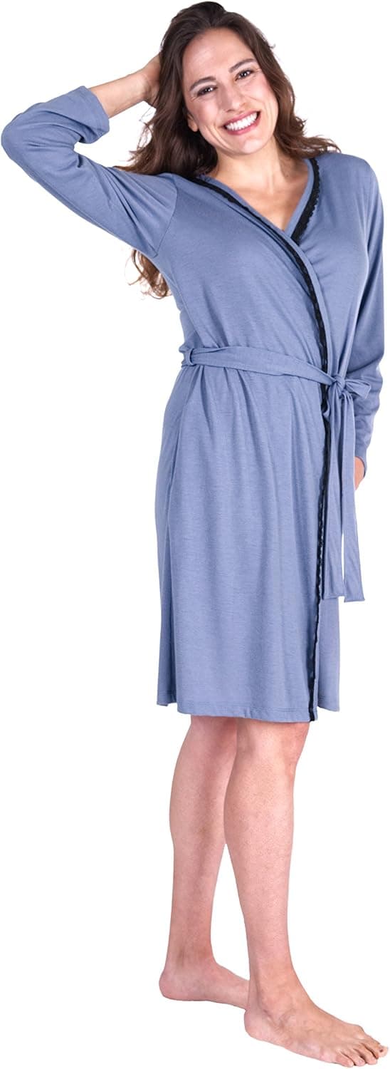 Cool-jams Quick-Dry Summer Robe for Women Knee-Length Kimono Bathrobe Moisture Wicking