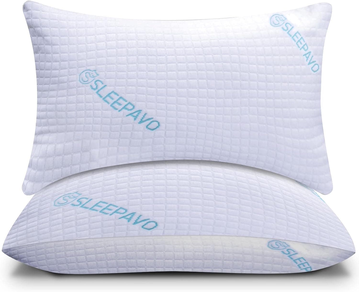 Sleepavo Shredded Memory Foam Pillows - Gel Cooling Queen Set of 2, Extra Firm
