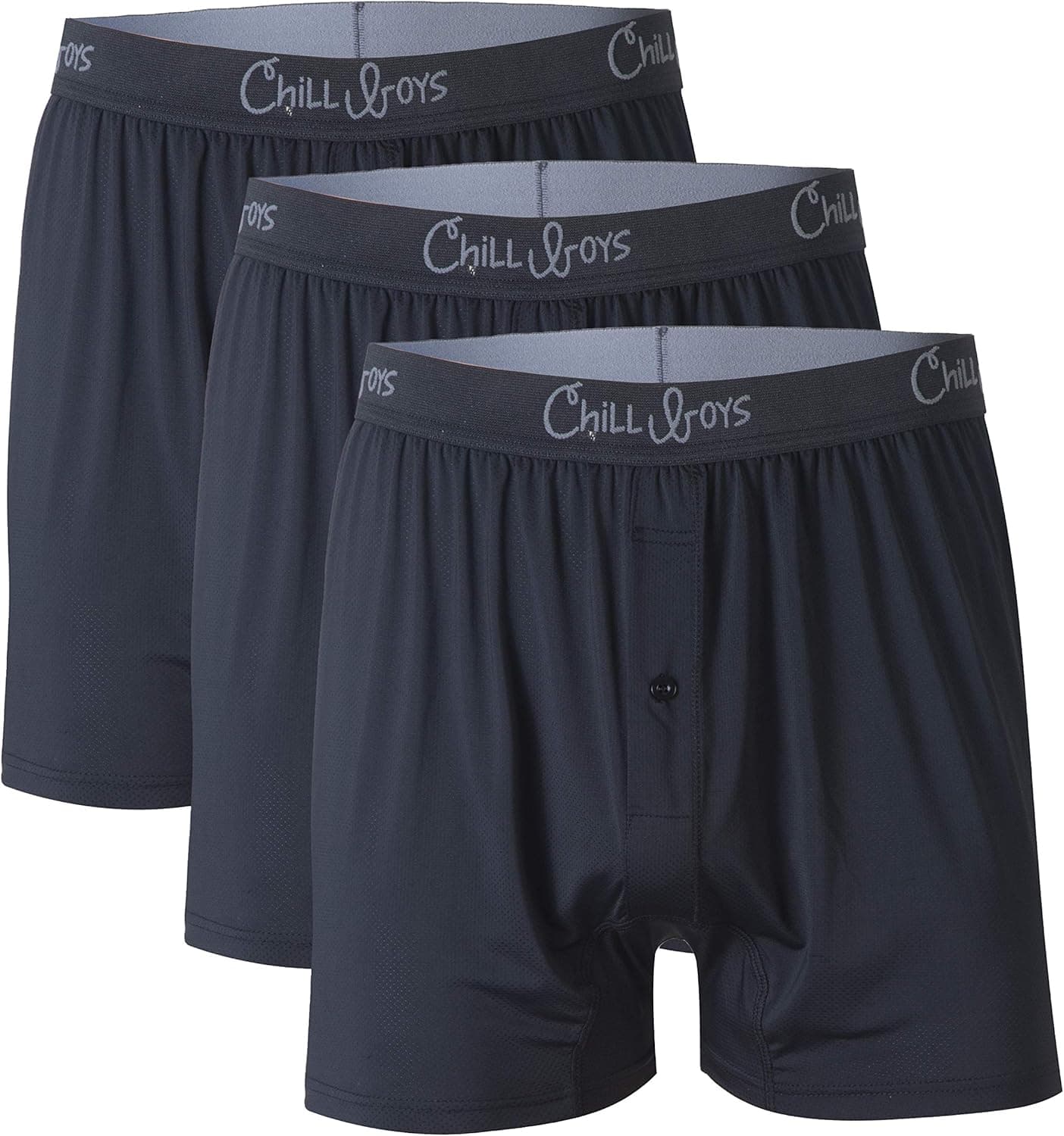 Chill Boys Performance Boxers 3 Pack Men's Underwear Cool Breathable Mens Boxers, Moisture Wicking, Comfortable Boxer Shorts