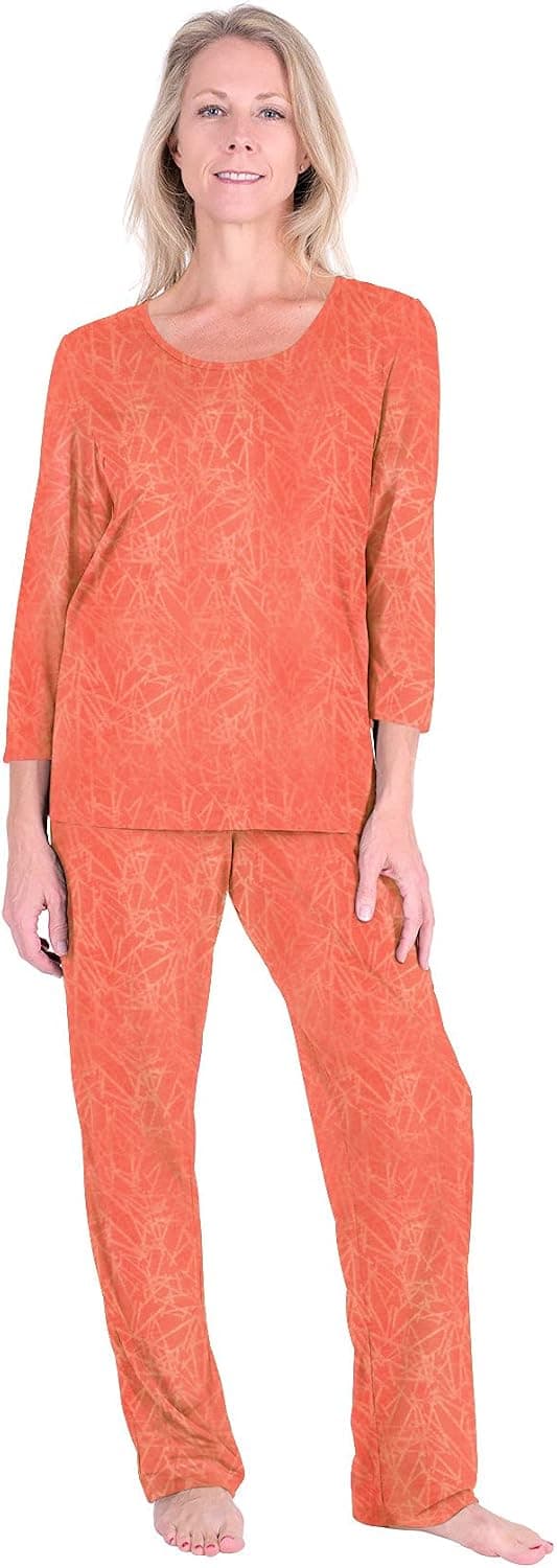 Cool-jams Sweat-Free Women's Pajama Set, Moisture Wicking 3/4 Top & Sleep Pants (Black)