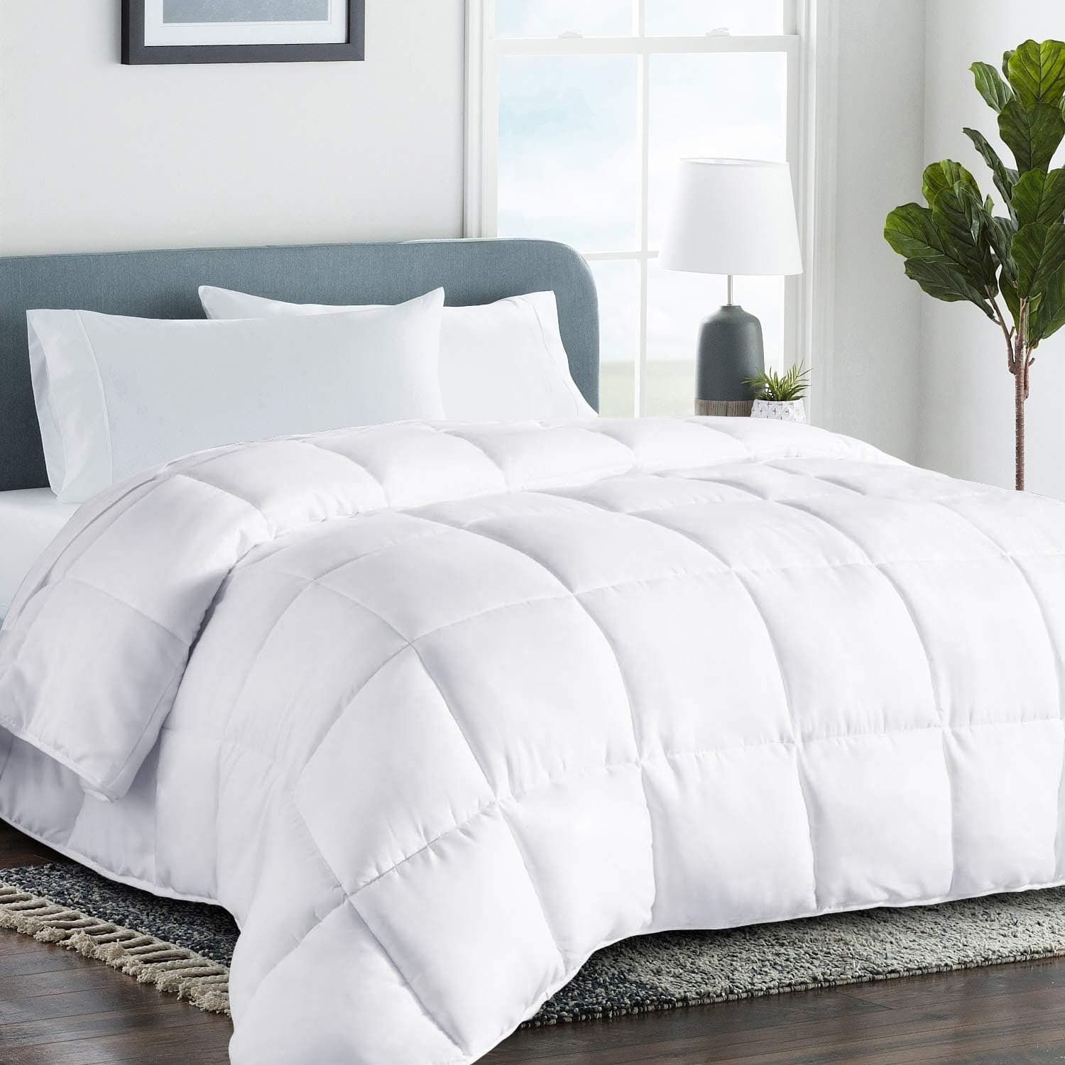 COHOME Queen Size Cooling Comforter, All-Season Quilted Down Alternative Duvet Insert with Anti-Clump Tech & 8 Tabs
