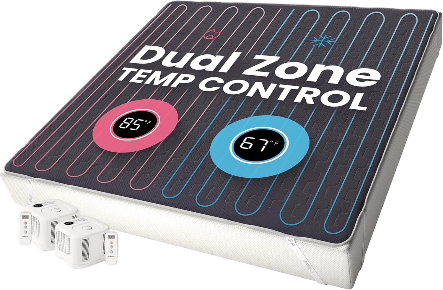 Chilipad Cube Bed Cooling System, Dual Zone Individual Bed Temperature, 60-115°F, King (76"x80"), Model CP515
