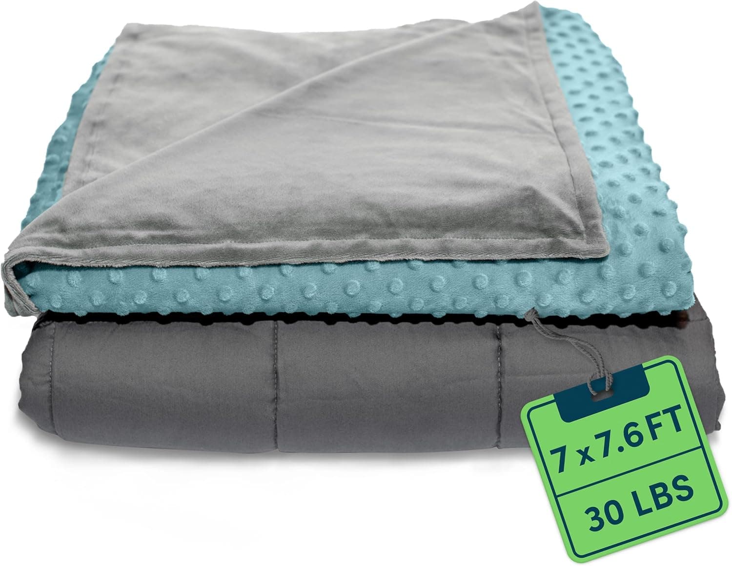 Quility Weighted Blanket for Adults - 30 LB King Size, Cooling & Heating 100% Cotton with Glass Beads (86x92, 