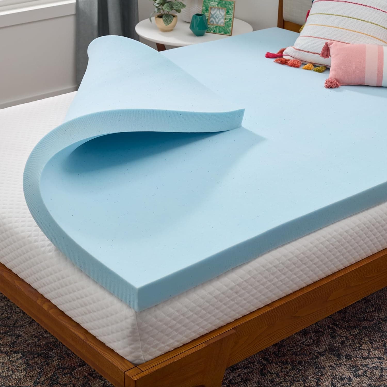Linenspa Memory Foam Mattress Topper Queen - 3 Inch Gel Infused Memory Foam - Cooling and Pressure Relieving