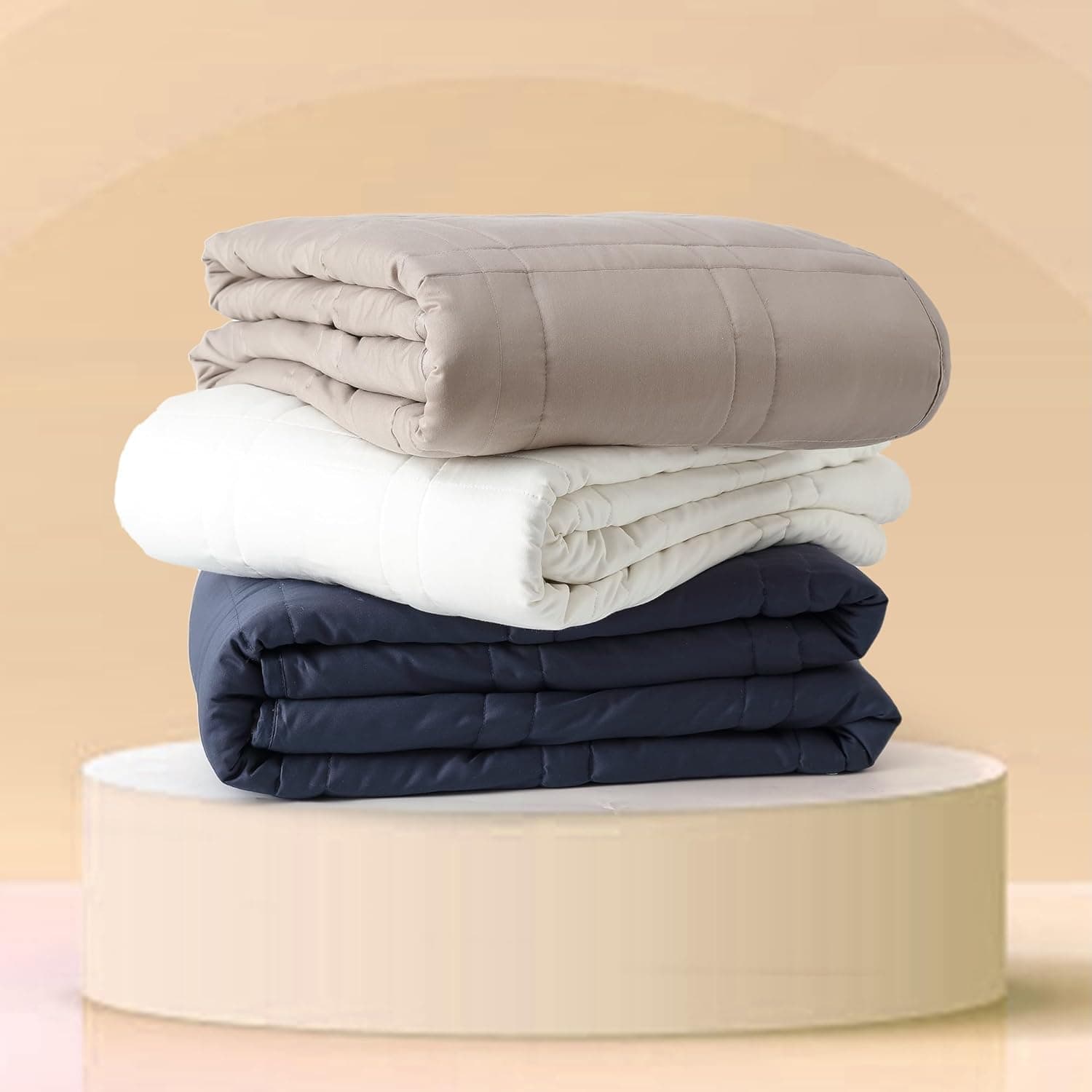 Baloo Weighted Blanket for Adults 15 lb Full/Queen, Cool 100% Cotton with Glass Microbead Fill (60x80, Pebble 