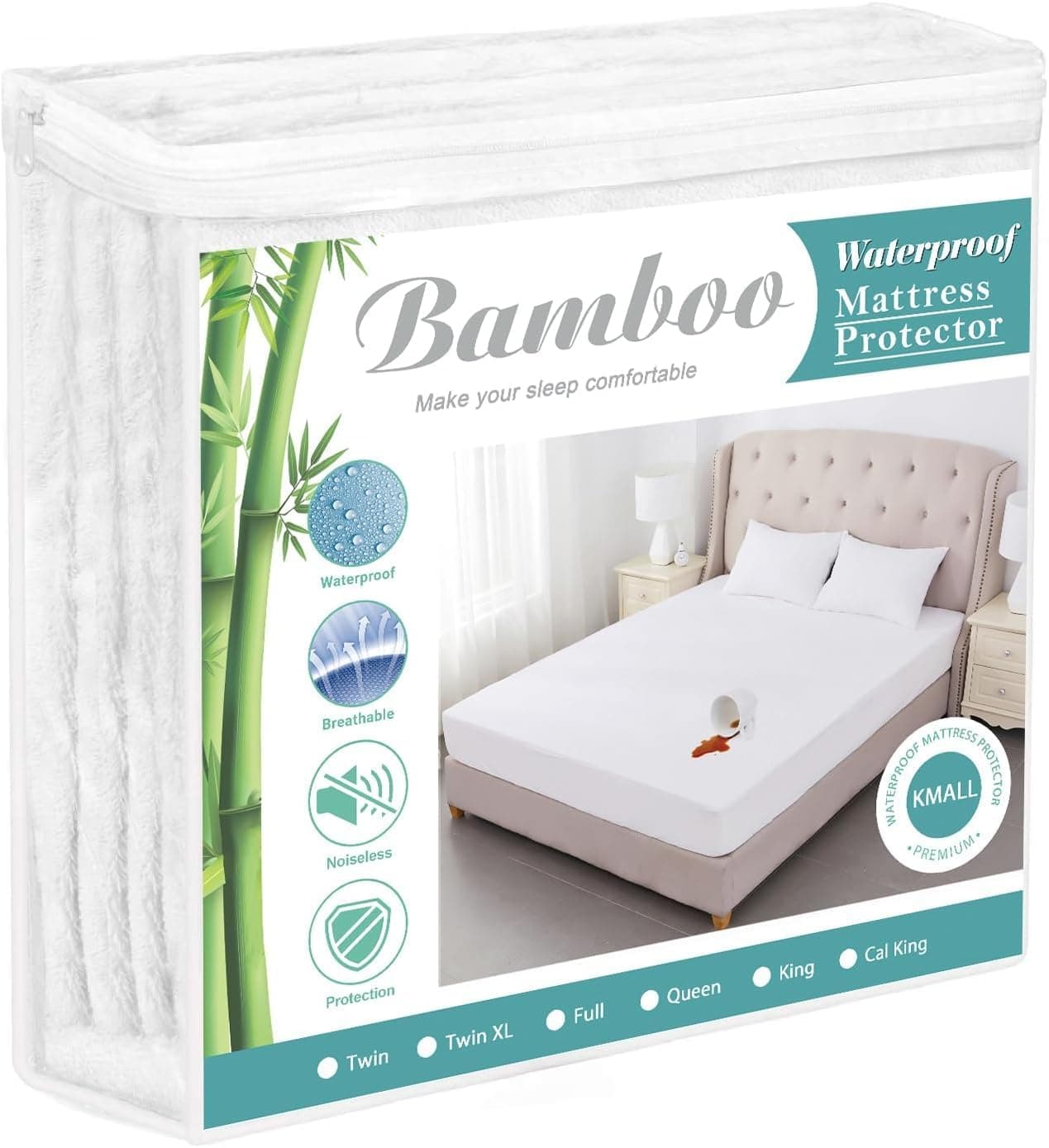 Kmall King Size Cooling Waterproof Mattress Protector, Breathable, PVC Free, Deep Pocket