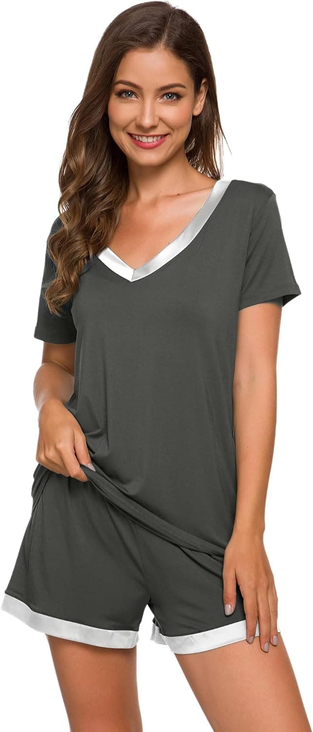 WiWi Viscose from Bamboo Pajamas Set for Women Short Sleeve Cooling Summer Plus Size