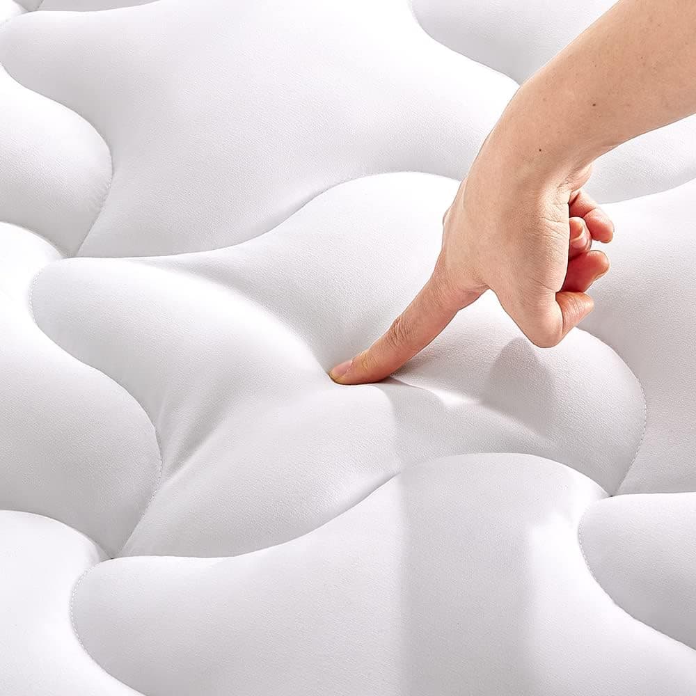 SLEEP ZONE Cooling Mattress Topper King, White, Machine Washable, Deep Pocket, 120gsm Microfiber, Nanotex Cool