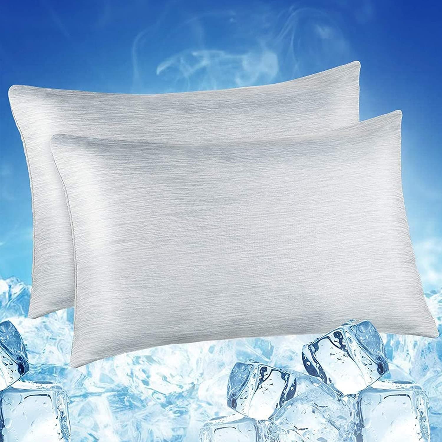 LUXEAR 2 Pack Cooling Pillow Cases, Arc-Chill Q-Max>0.5, 20x26, Gray