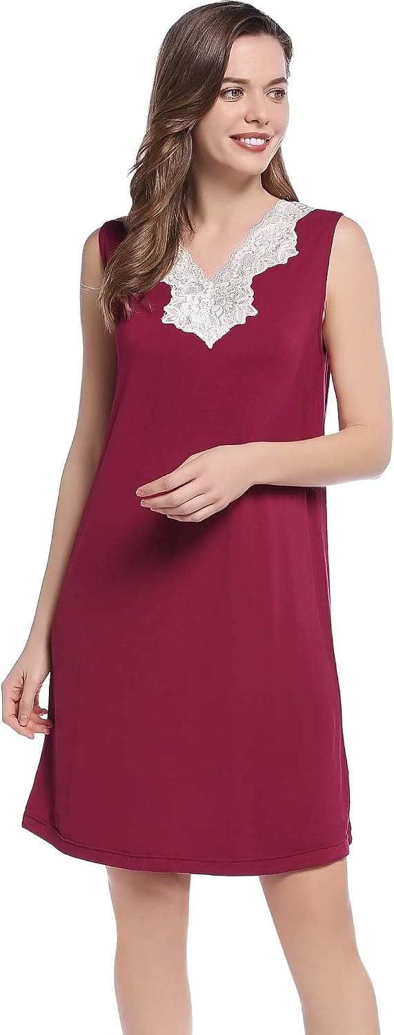 Amorbella Womens Summer Cooling Nightgowns Sleeveless V Neck Viscose House Dress