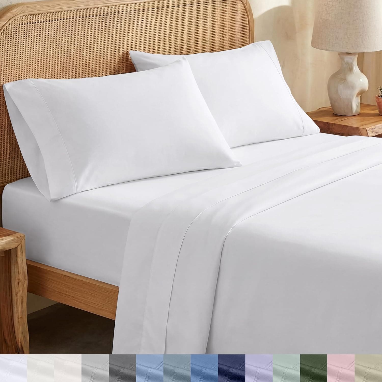 California Design Den Queen Sheet Set - Soft 100% Organic Cotton Sheets with Deep Pockets, Crisp Percale, Brea
