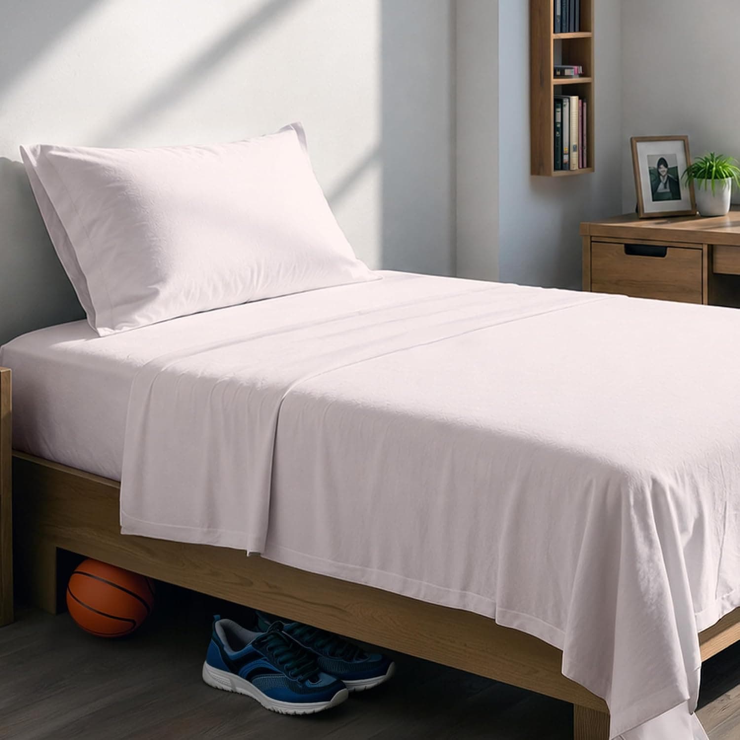 Organic 100% Cotton Percale Twin Sheet Set Navy, Twin Sheets Set, 14" Deep Pockets Twin Cotton Sheets Set, Breathable & Cooling Sheets for Hot Sleepers
