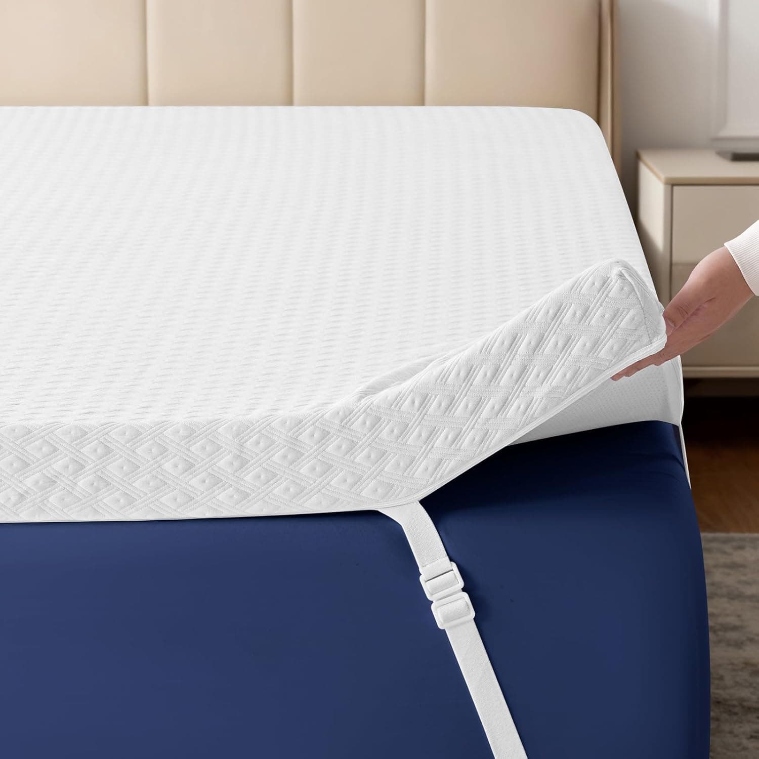 EDILLY 3 Inch Cooling Gel Memory Foam Mattress Topper Queen Size, with Removable & Washable Bamboo Cover, Soft Breathable Mattress Pad, Bed Topper for Back Pain Relief