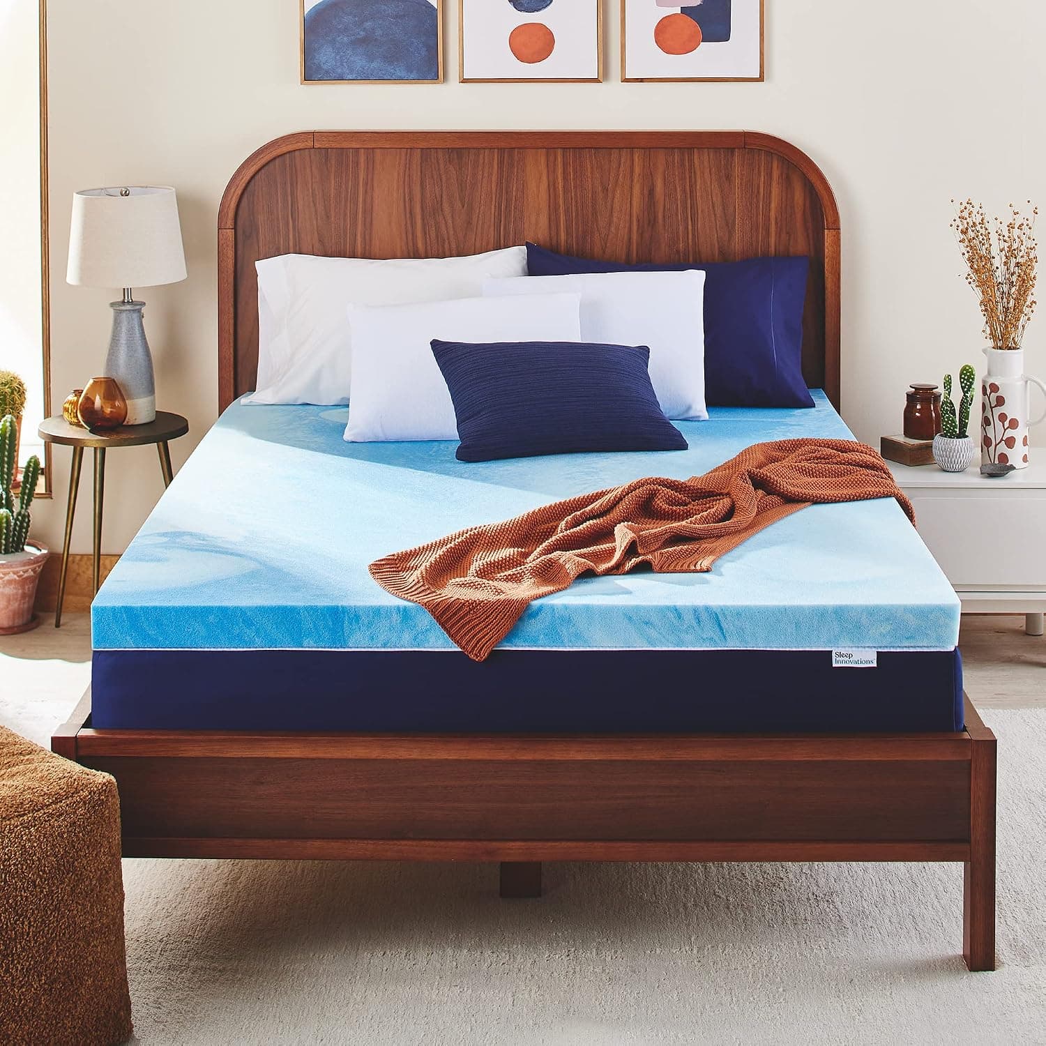 Sleep Innovations 3 Inch Cooling Gel Infused Memory Foam Mattress Topper Full, Medium Support