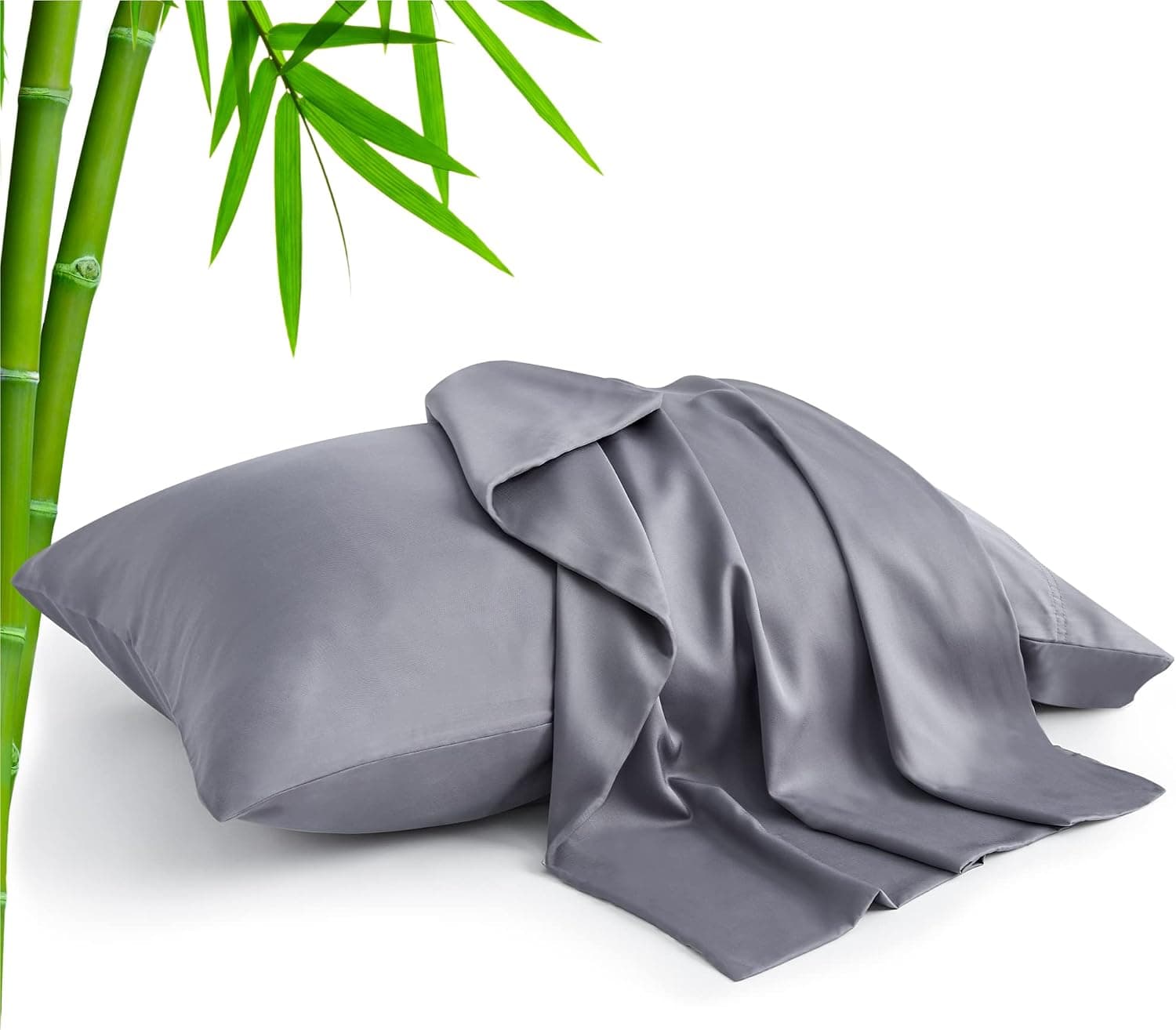 BEDELITE Cooling Pillow Cases, Rayon Derived from Bamboo, Queen Set of 2, Grey