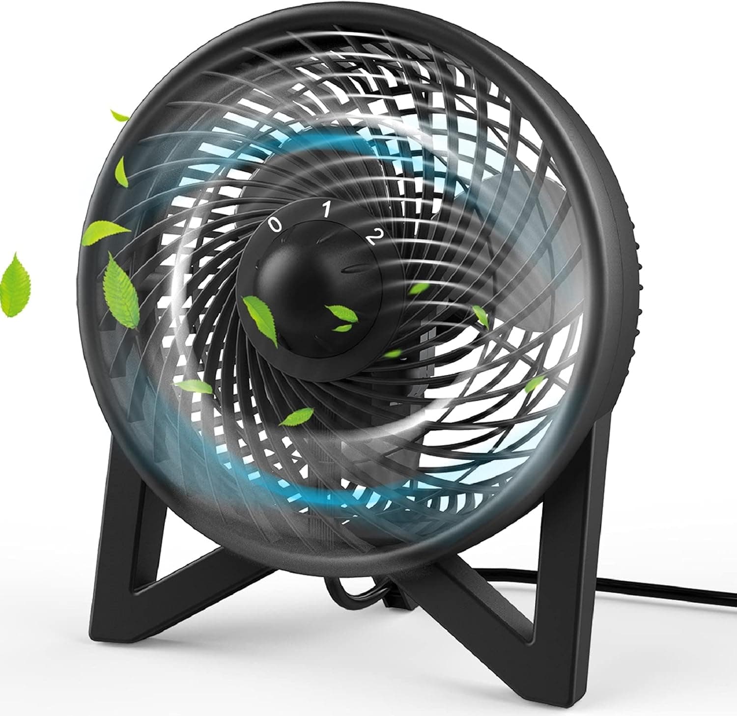 DR.PREPARE Desk Fan, 8 Inch Powerful Table Fan, Small Quiet Bedside Fan with 2 Speeds, Portable Personal Cooling Fan for Bedroom Sleeping Tabletop Office Home Kitchen Camping, Black