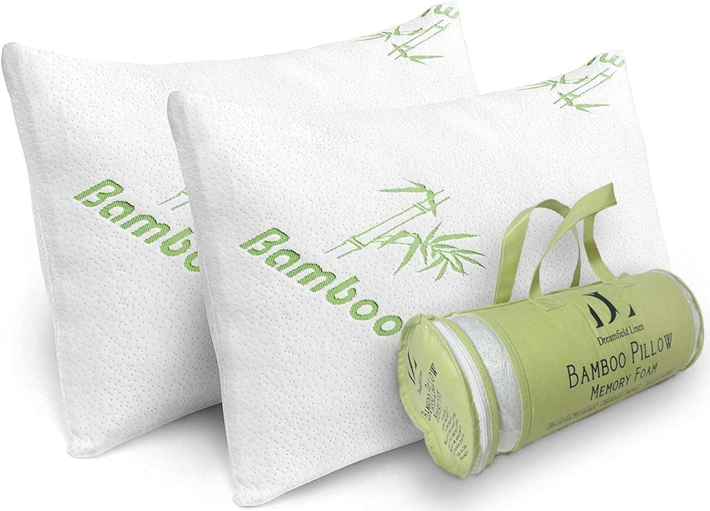 Memory Foam Bamboo Pillows King Size Set of 2 [Adjustable] for Sleeping - Cool & Breathable Cover with Zipper Rayon Derived from Bamboo Pillowcase - Relieves Neck Pain - Back/Stomach/Side Sleeper