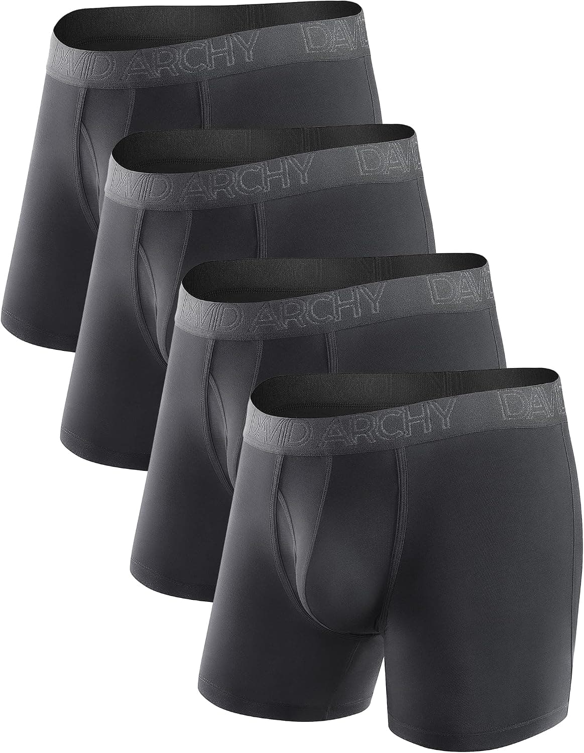 DAVID ARCHY Men's Boxer Briefs, Soft and Lightweight Breathable Underwear with Waistband Moisture-Wicking with Fly Underwear for Men 4 Pack