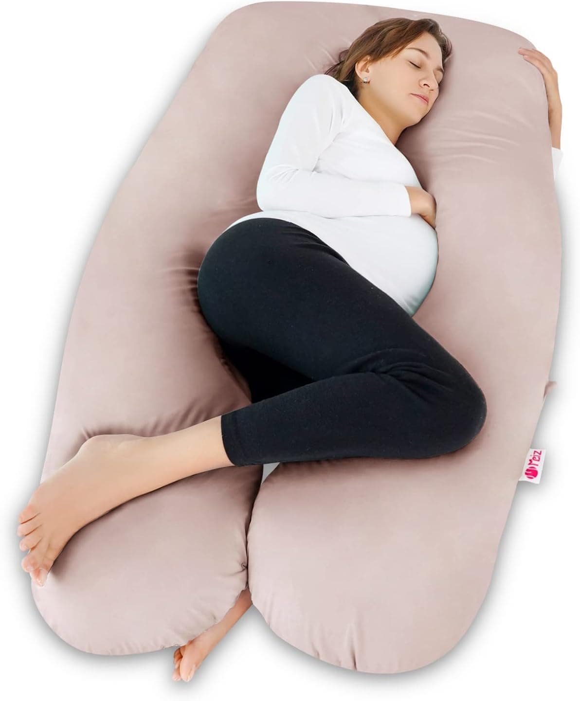 Meiz Cooling Pregnancy Pillow, U Shaped Maternity Body Pillow with Cooling Jersey Cover