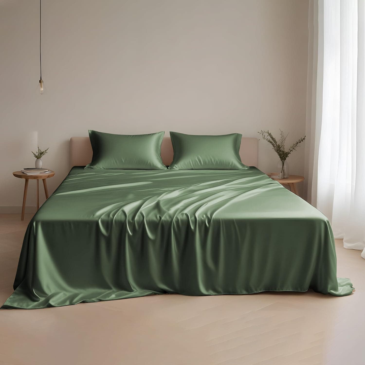 Linenwalas Eucalyptus Tencel Bed Sheet Set Queen Size 4Pc - Lyocell 16" Deep Pocket Soft Breathable & Cooling 