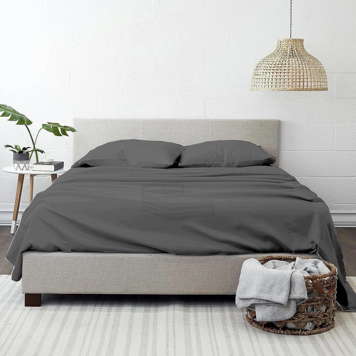 100% Eucalyptus Tencel Lyocell 6 Piece Full Sheet Set, Dark Grey
