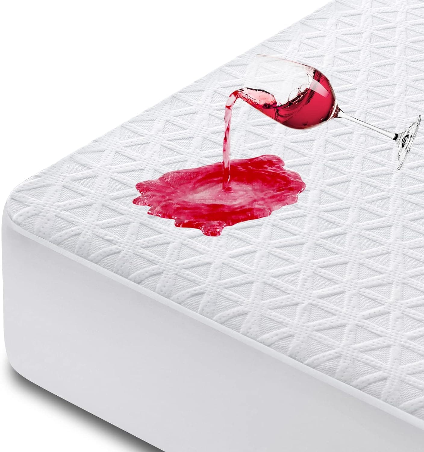 Premium Waterproof Mattress Protector Queen, 3D Air Fabric Cooling Pad, Deep Pocket