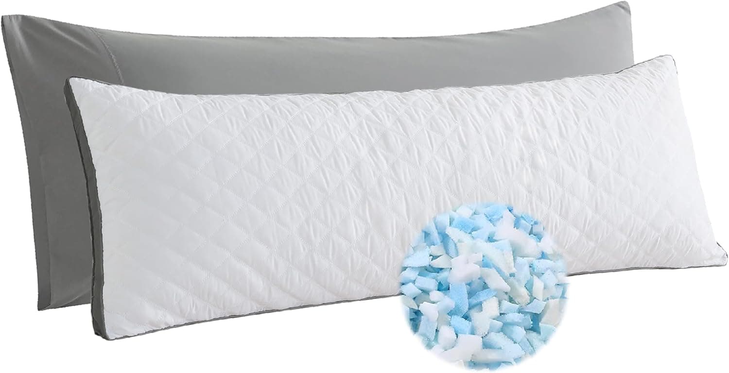 WhatsBedding Memory Foam Body Pillow with Cover, Long Bed Pillow