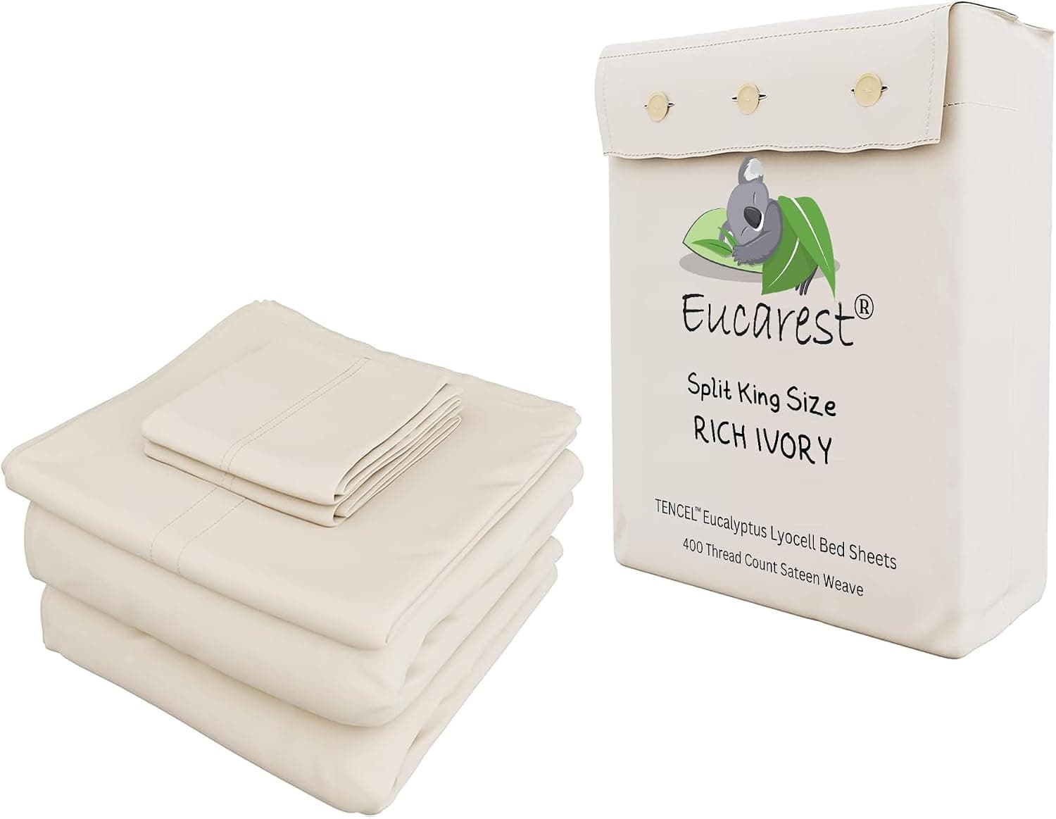 Eucalyptus Lyocell Bed Sheets, 100% Organic Tencel, Queen Size, Gray