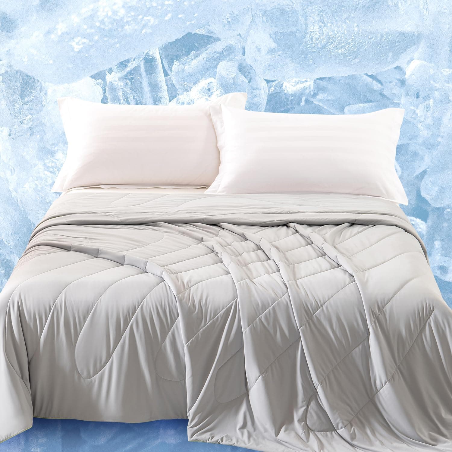 Kivik Cooling Comforter King for Hot Sleepers, Summer Down Alternative Duvet Breathable Blanket for Night Sweats