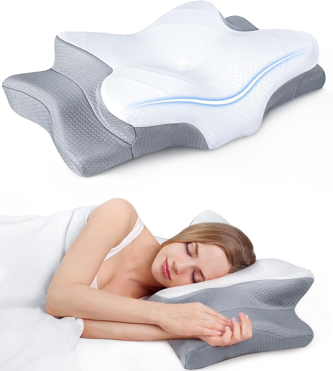 Ultra Pain Relief Cooling Pillow Adjustable Cervical Contour Memory Foam Orthopedic