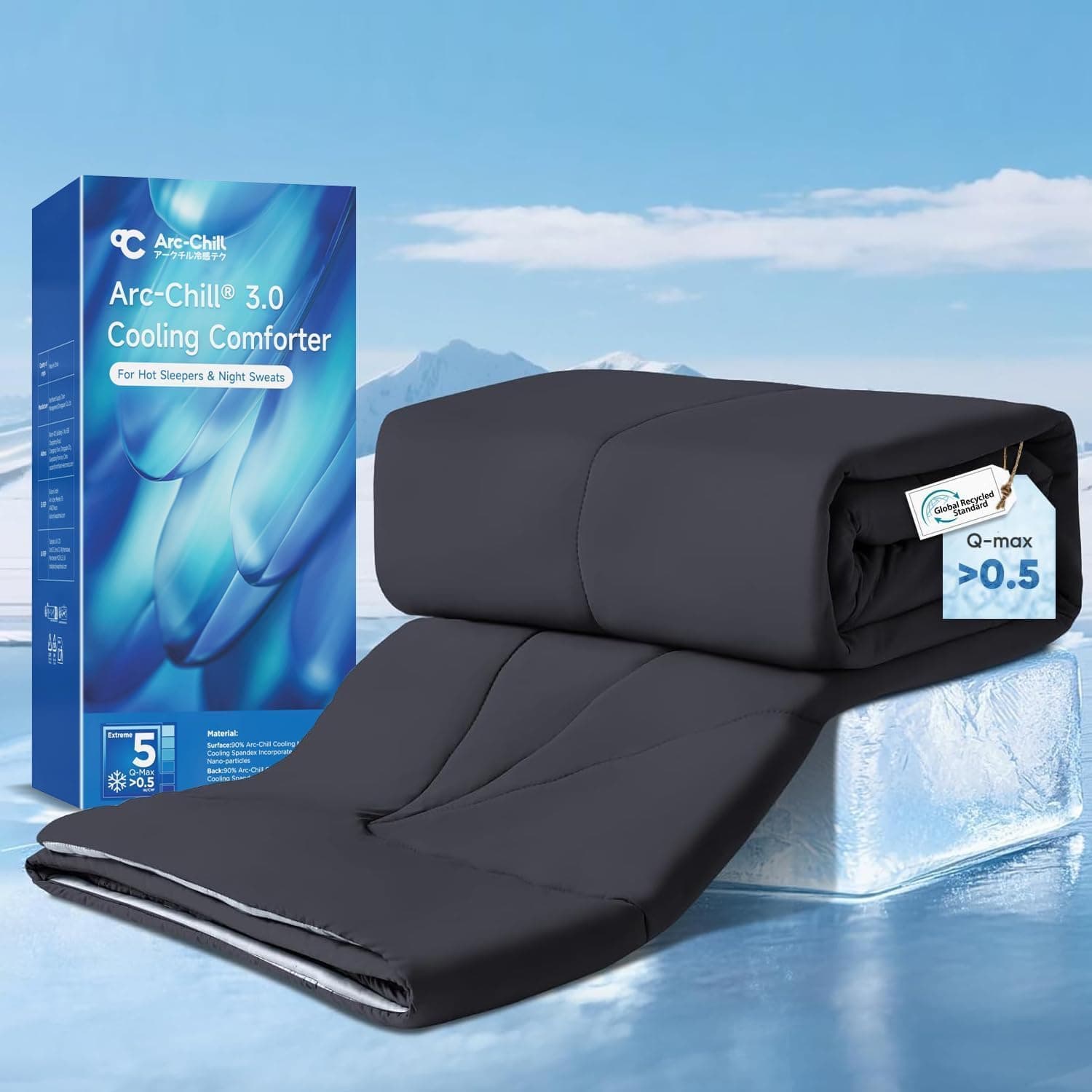 Elegear Cooling Comforter King, Absorbs Body Heat, Japanese Arc-Chill 3.0 Cool Tech Fabric Summer Comforter, B