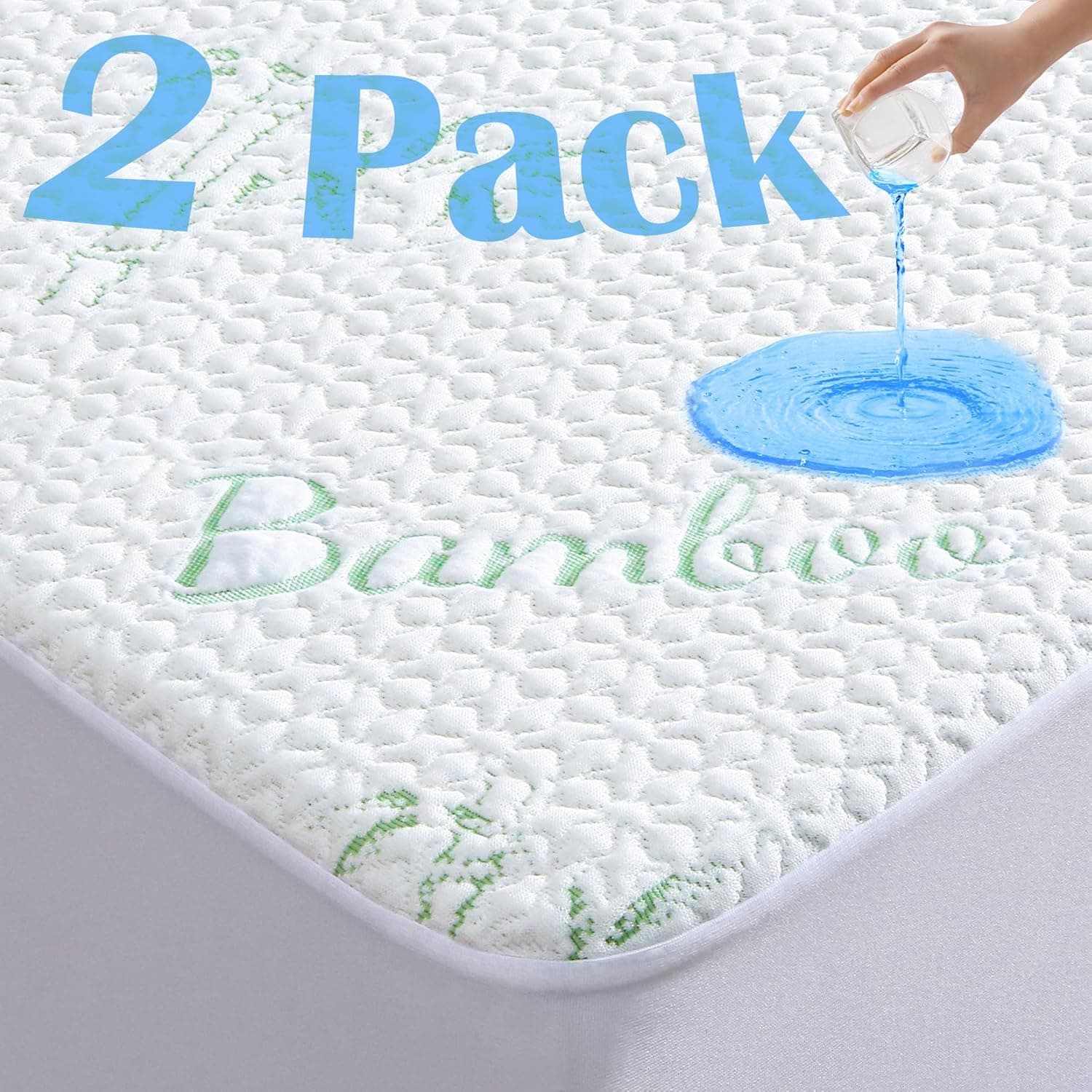 GOONIK 2 Pack Waterproof Crib Mattress Protector, Bamboo Viscose Breathable Crib Mattress Pad Cover