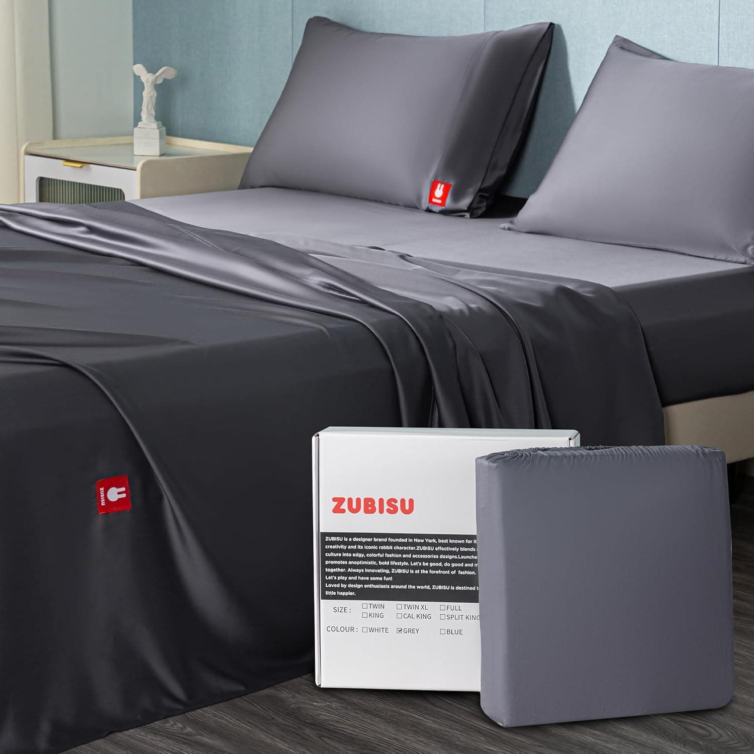 Tencel Sheet 3 Piece Set, Eucalyptus Lyocell 400TC, Twin, Dark Gray