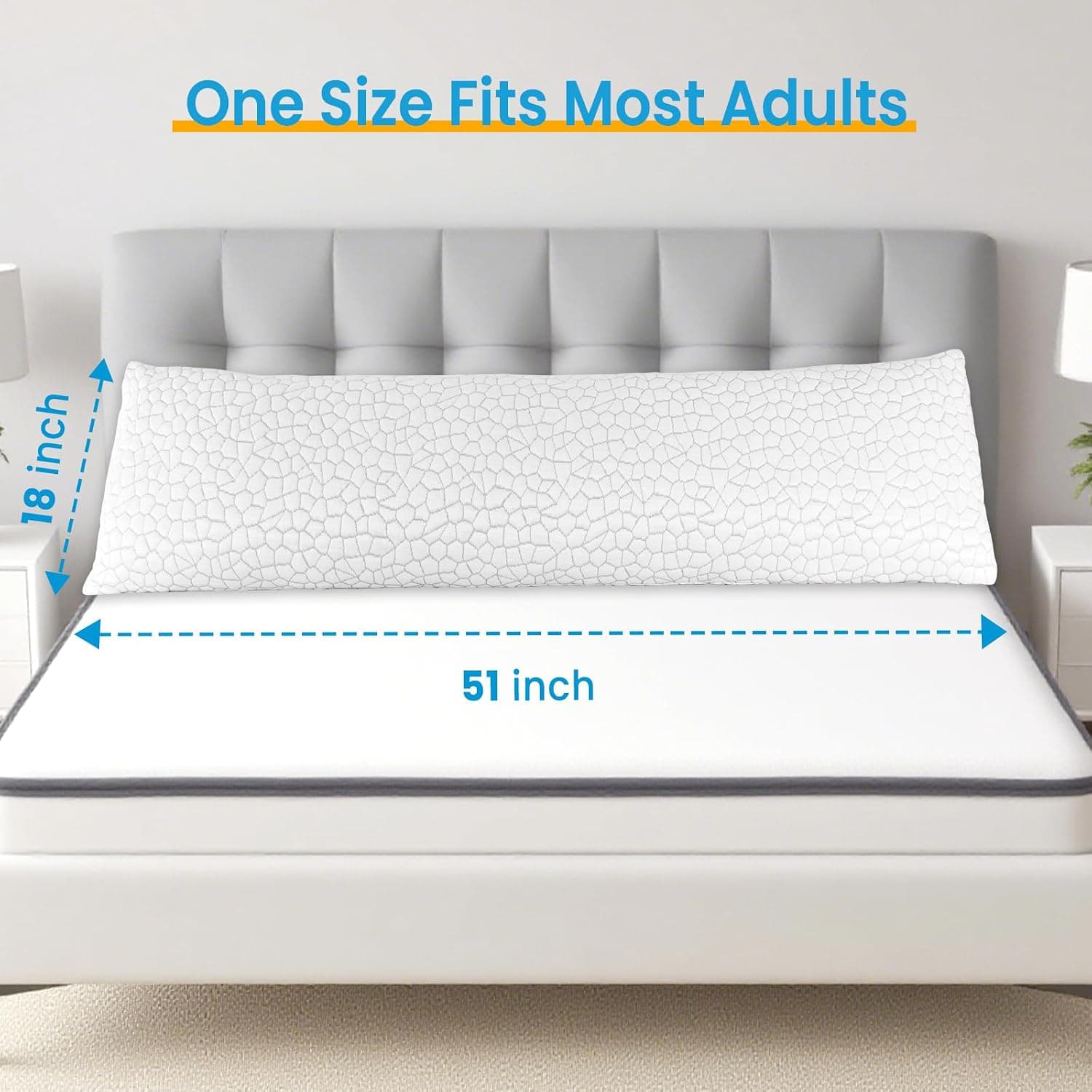 QUTOOL Cooling Full Body Pillow, CertiPUR-US Shredded Memory Foam, White