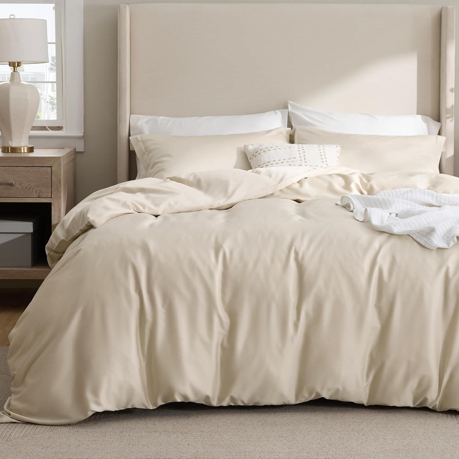 Bedsure Cooling Duvet Cover King, Eucalyptus Lyocell Cotton Hybrid, Forest Green