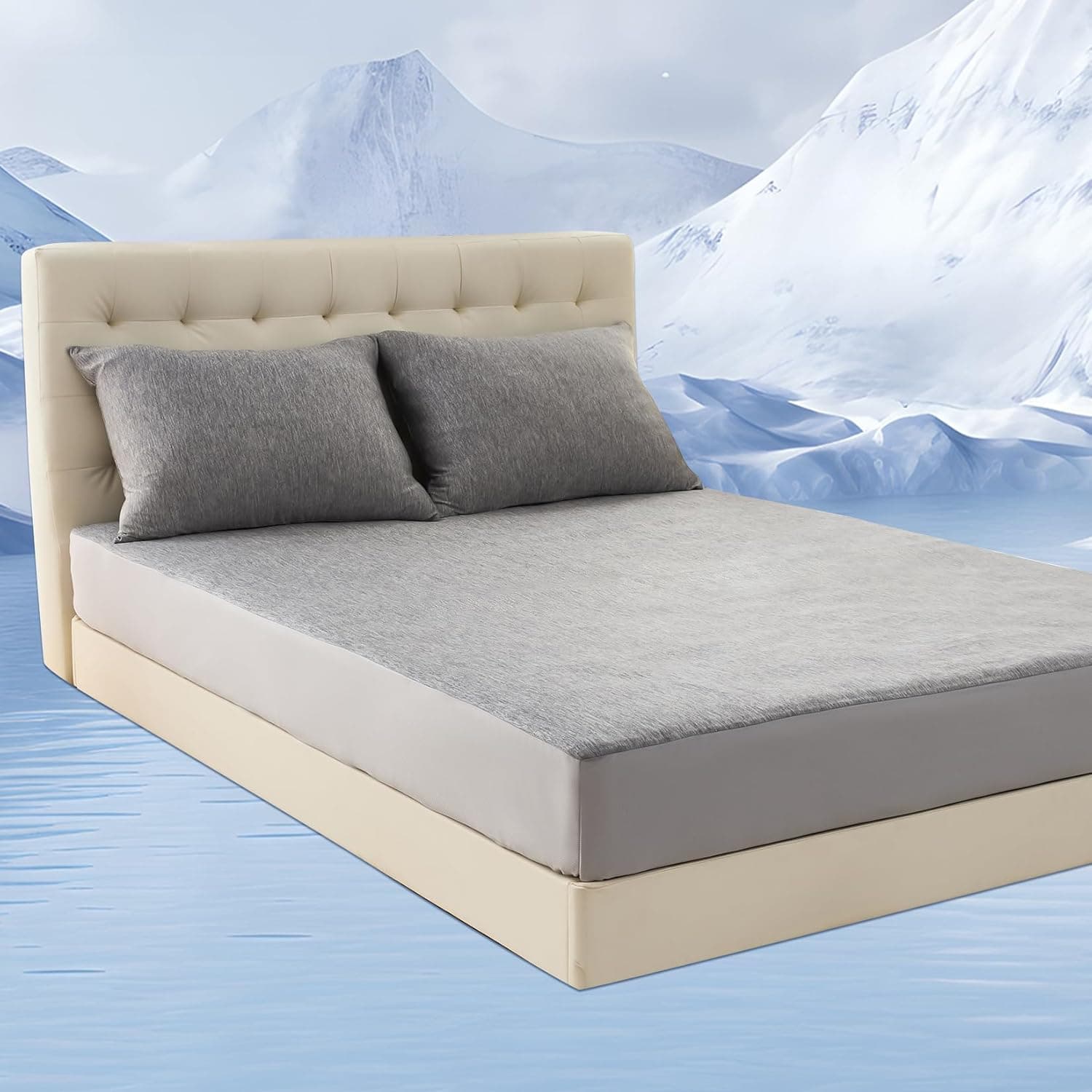 OMERAI Cooling Bed Sheets Queen Set for Hot Sleeper, Breathable Cooling, 3 Pcs, 1 Fitted Sheet, 2 Pillowcases, Luxury Smooth Soft, Blue