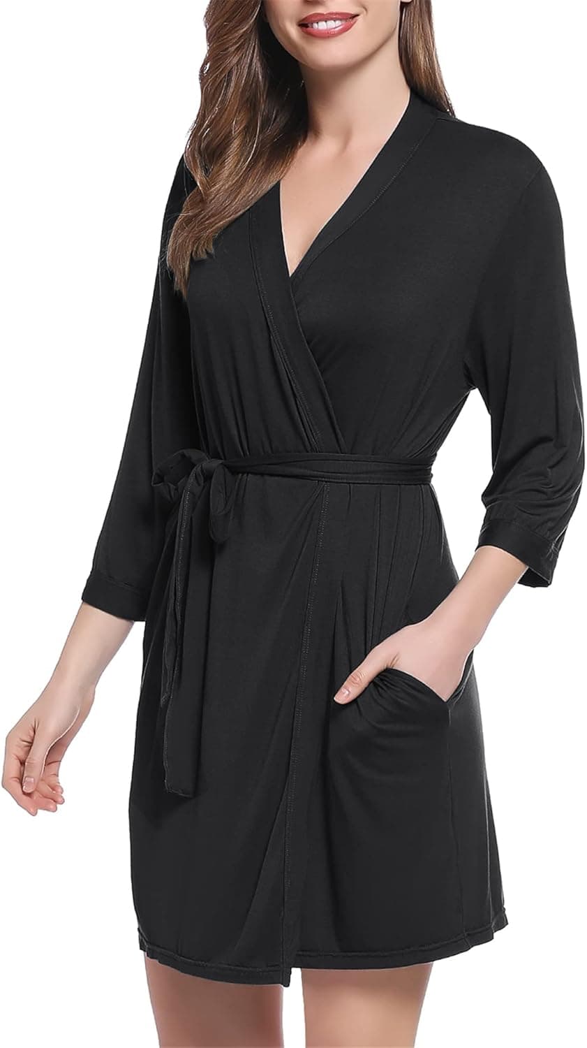 Joyaria Women Bamboo Viscose Robe Lightweight Cooling Short Bathrobe