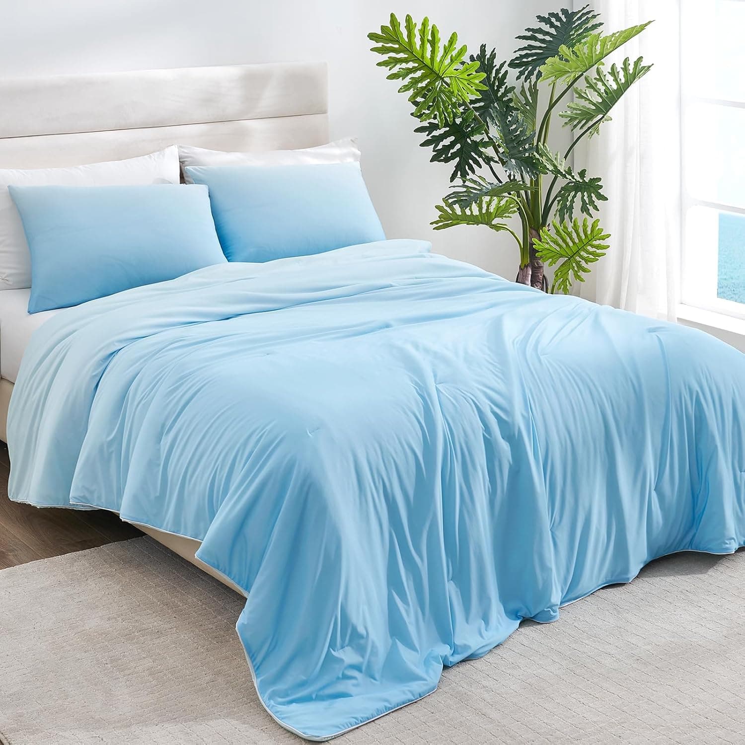 Marchpower Cooling Comforter Queen Size for Hot Sleepers, Lightweight Silky Soft Summer Cooling Blanket, Gradi