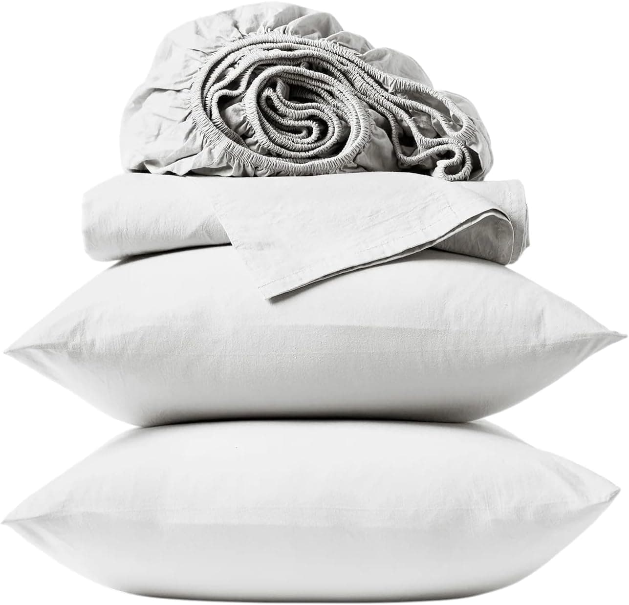 Coyuchi Organic Crinkled Percale Cooling Sheet Set, 100% Organic Cotton, Alpine White, Twin