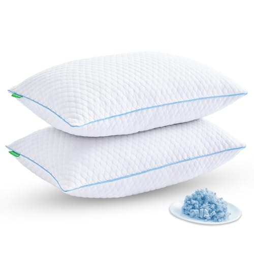 Friendriver Shredded Memory Foam Pillows for Sleeping 2 Pack - Cooling Bed Pillows Standard Size Set of 2 - Firm Pillow for Side and Back Sleepers Adjustable Gel Pillow with Removable Cover