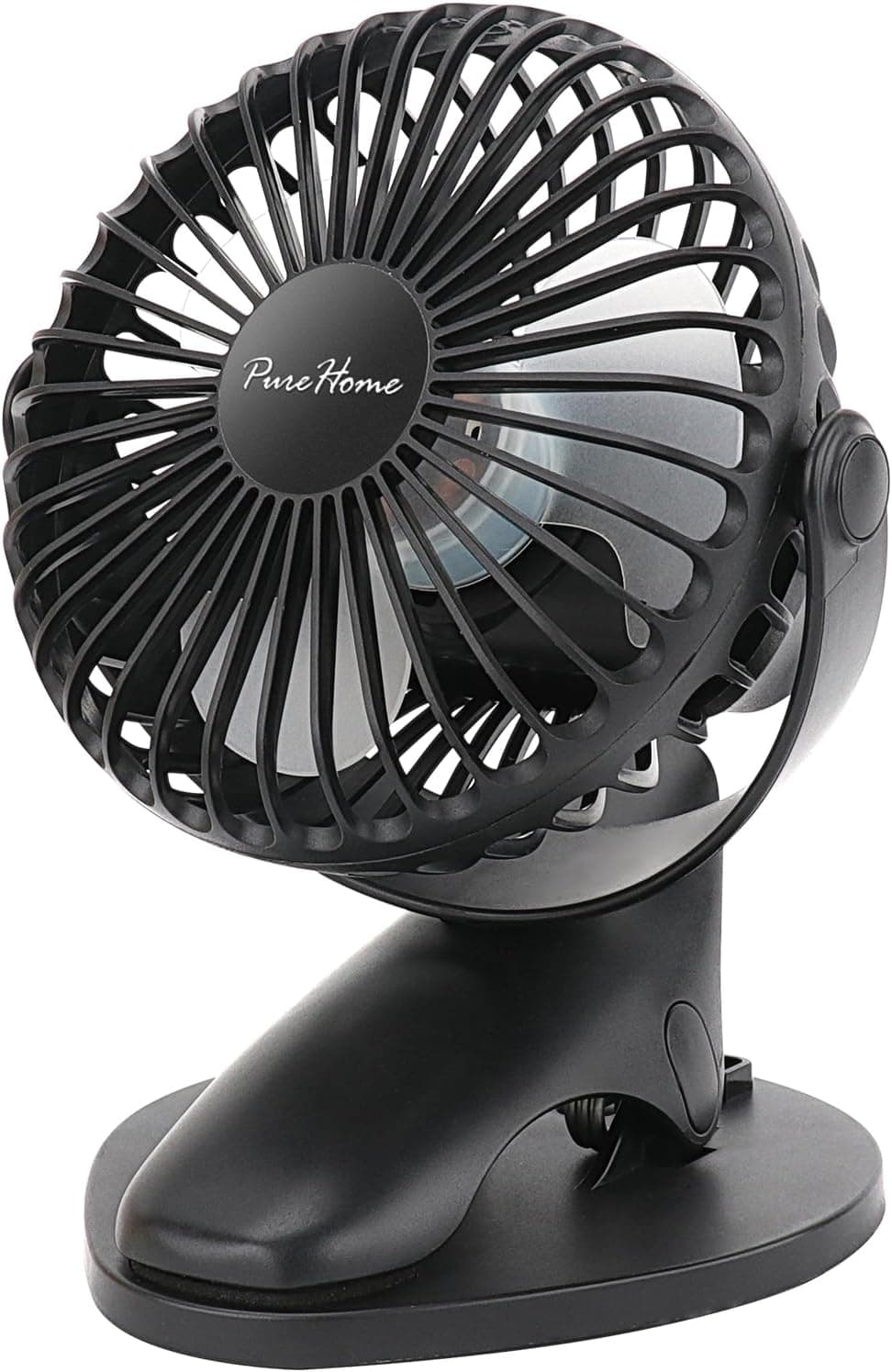 Portable Clip Fan Battery Operated, 3 Speeds USB Rechargeable Mini Table Fan with Strong Airflow, 360 Rotation Ultra Quiet Personal Desk Fan for Home Office Bedroom Dorm Stroller Camping (Black)