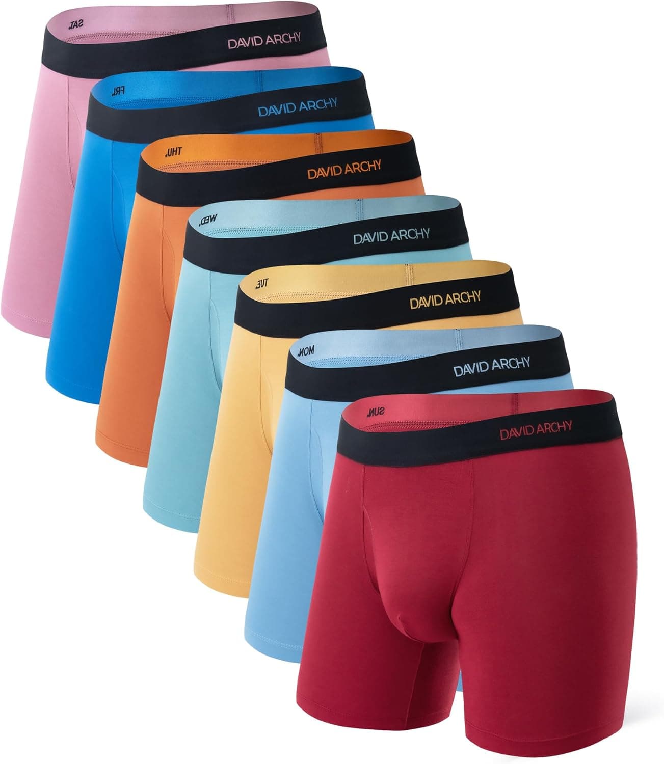 DAVID ARCHY Men's Boxer Briefs with Fly, Rayon Made from Bamboo, 7 Pack | Soft, breathable, moisture-wicking comfort with cooling feel, supportive pouch, stretch fit and functional fly