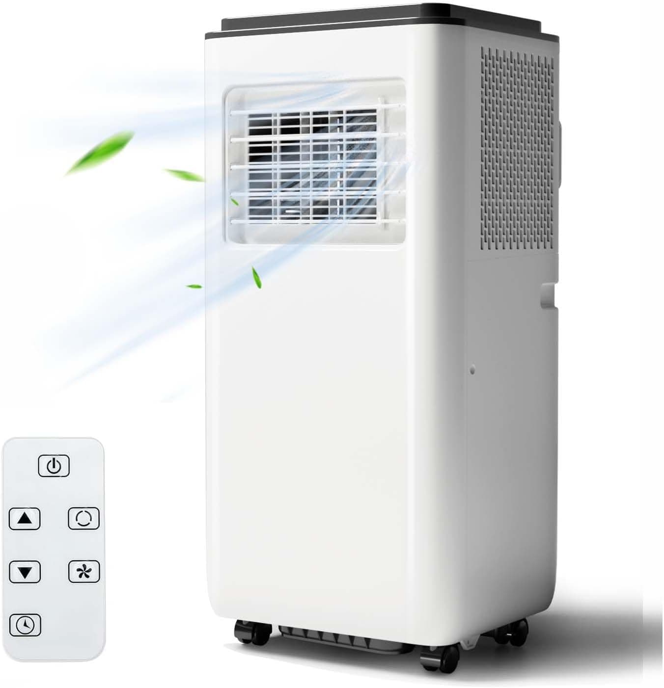 8000 BTU Portable Air Conditioner with Remote, Quiet AC with Cool/Dehumidifier/Fan, Cools Up to 350 sq ft, 24 Hour Timer, Window Kit