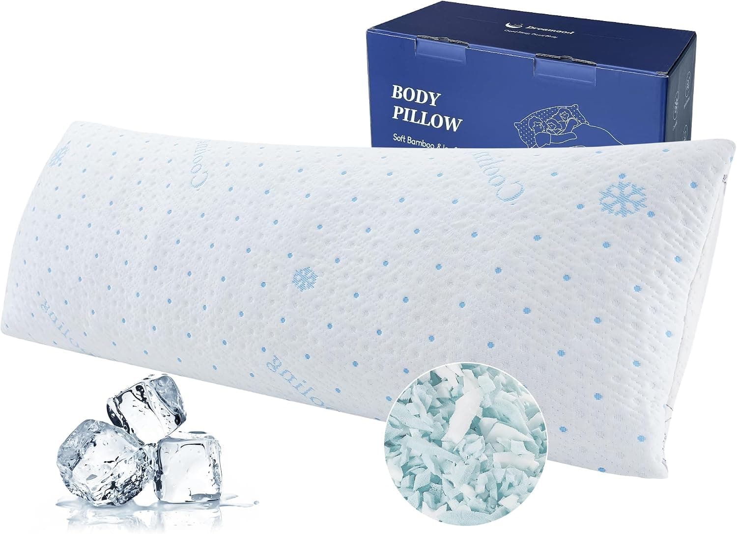 Dreamood Cooling Body Pillow with Pillowcase, Shredded Memory Foam, 20x54