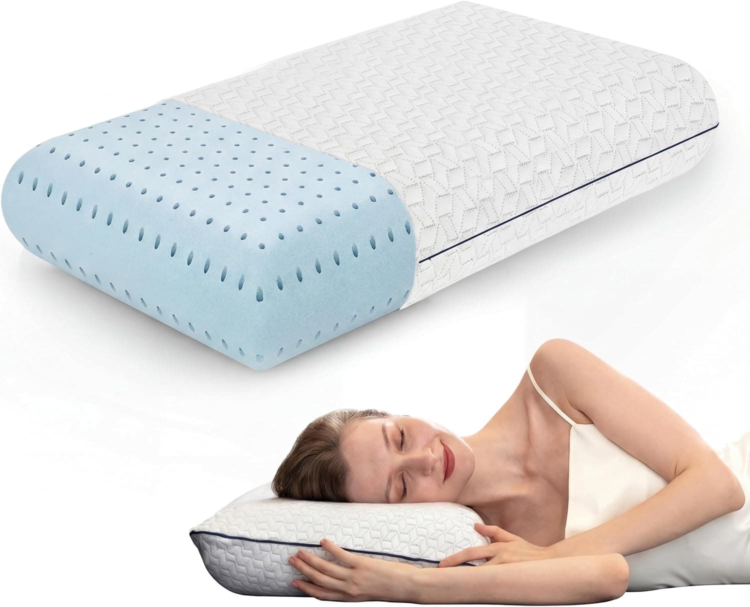 Cooling Gel Memory Foam Pillow 1-Pack King Size Medium-Firm, Bamboo Viscose Cover